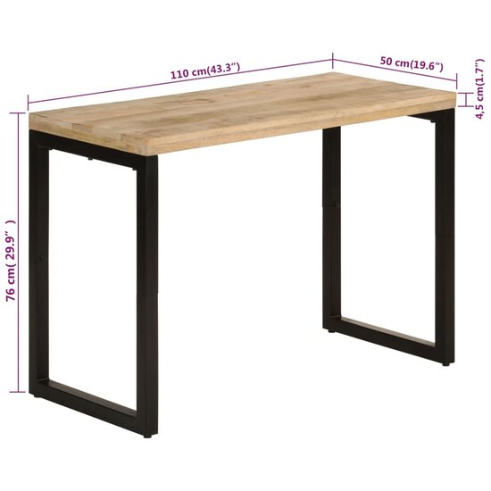 Eettafel Nikki 110X50X76 Cm Massief Mangohout blank