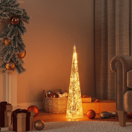 Kerstverlichtingskegel Met 30 Warmwitte Led&#039;s 60 Cm Acryl