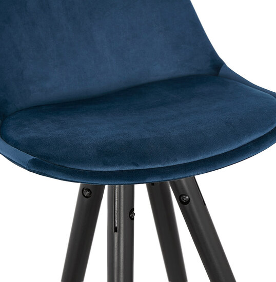 Barkruk Parijs velvet blauw met zwart en messing