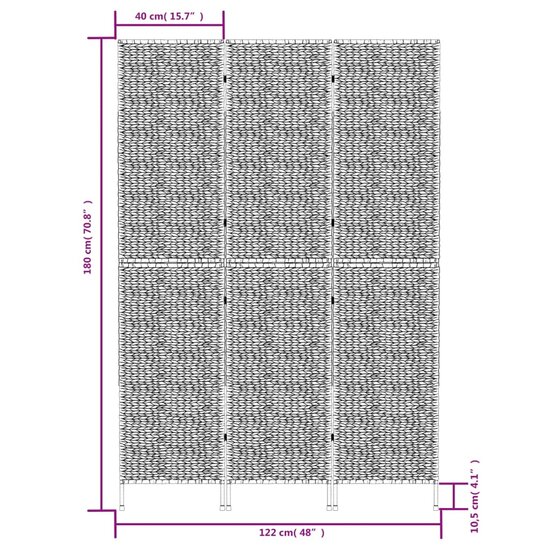 Kamerscherm Bandung 3-delig 122X180 Cm Waterhyacint Lichtbruin