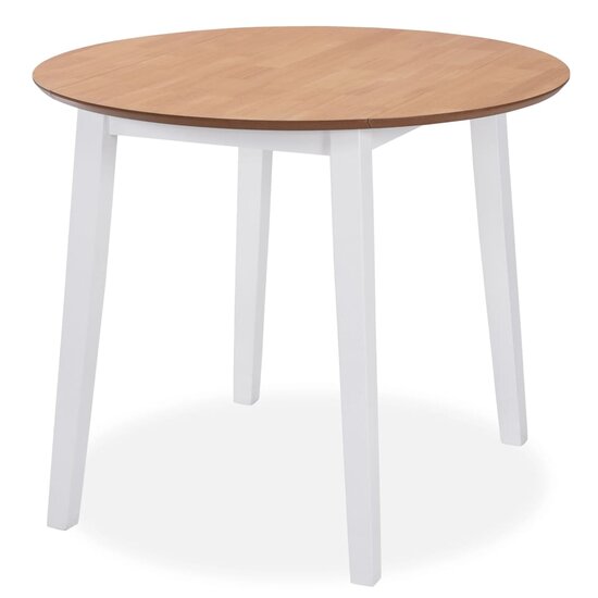 Eethoek Rosalin Mdf En Rubberwood Wit 5-Delig rond