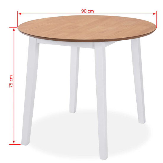 Eethoek Rosalin Mdf En Rubberwood Wit 5-Delig rond