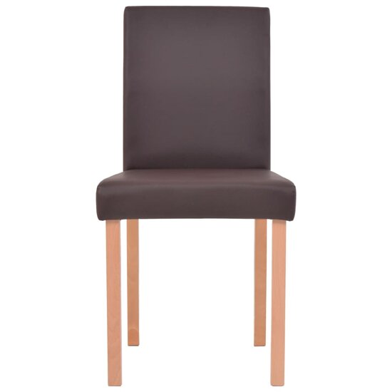 Eethoek Annet  6 stoelen kunstleer bruin met eiken tafel 