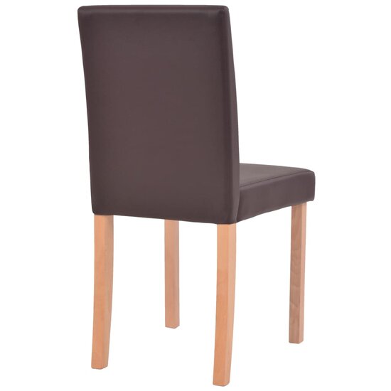 Eethoek Annet  6 stoelen kunstleer bruin met eiken tafel 