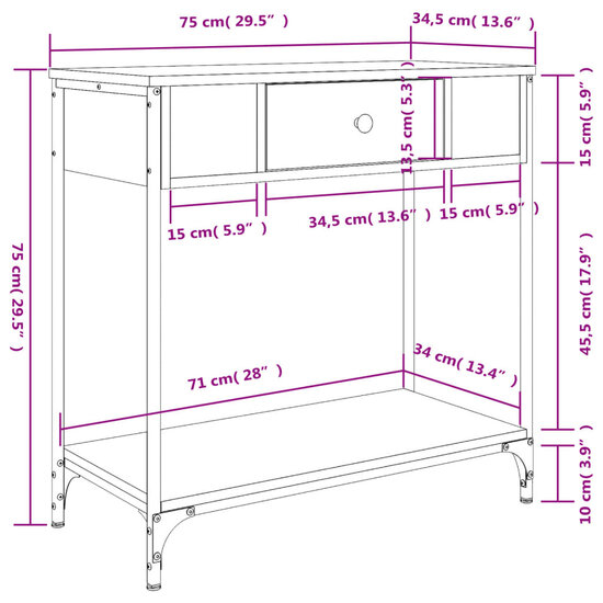 Wandtafel Rabbit 75X34,5X75 Cm Hout Bruin Eikenkleur