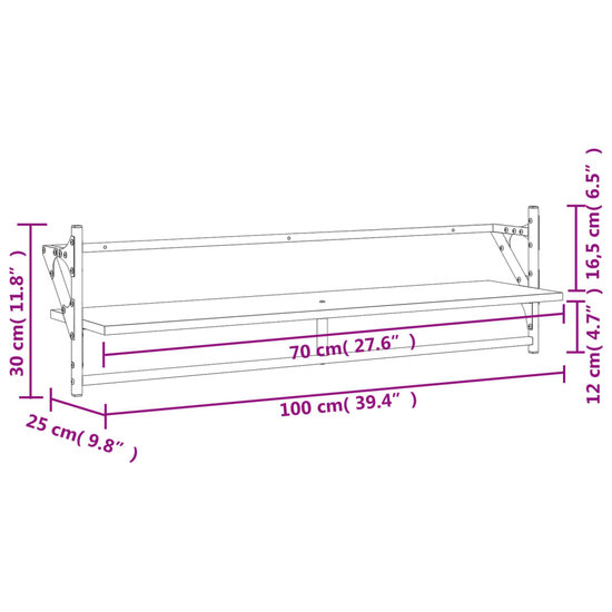 Wandrekjes SET 2 st 100X25X30 Cm Eikenkleurig