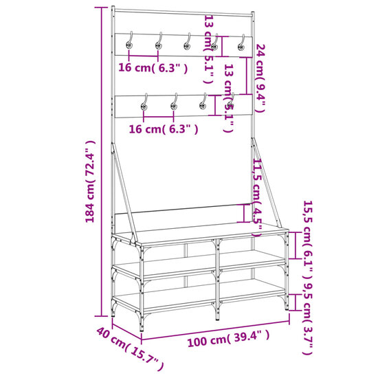 Kledingrek Met Schoenenrek Master 100X40X184 Cm bruin