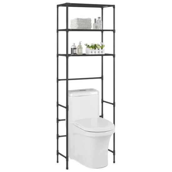 Opbergrek Voor Boven Toilet 3-Laags 53X28X169 Cm Zwart 53 x 28 x 169 cm