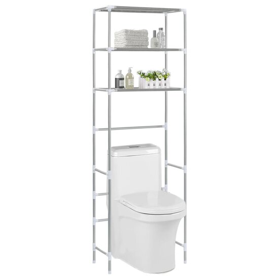 Opbergrek Voor Boven Toilet 3-Laags 53X28X169 Cm Zilverkleurig