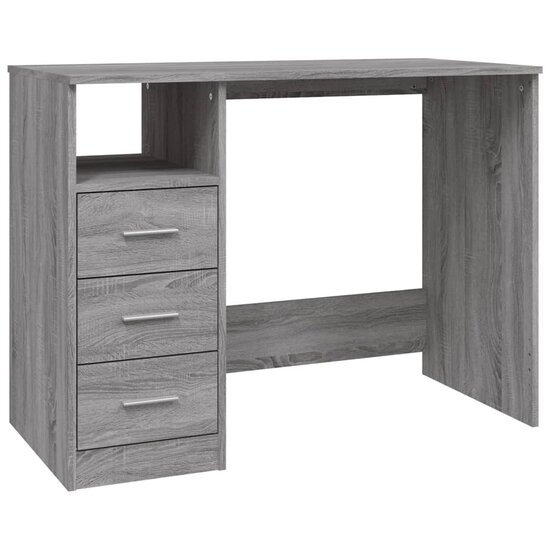 Bureau Met 3 Lades 102X50X76 Cm Hout Grijs