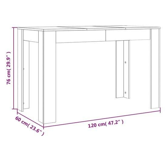 Eettafel Manny 120X60X76 Cm Hout Gerookt Eikenkleurig