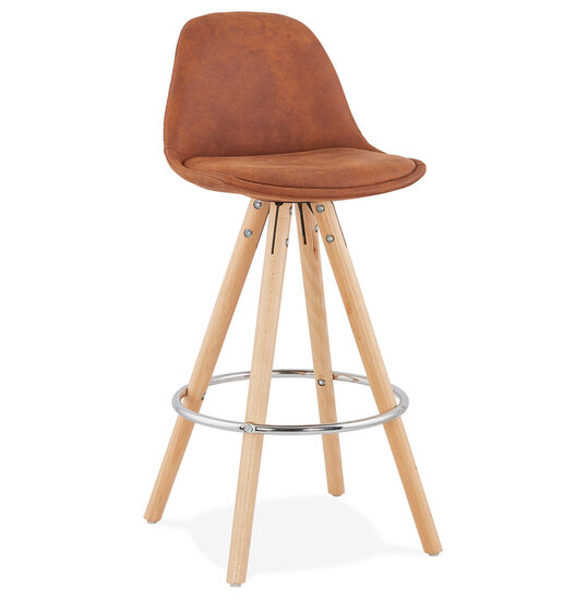 Counter chair barkruk Parijs stof bruin met naturel poten