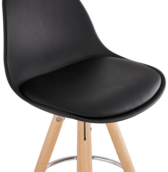 Counter chair barkruk Parijs zwart kunststof met blank hout