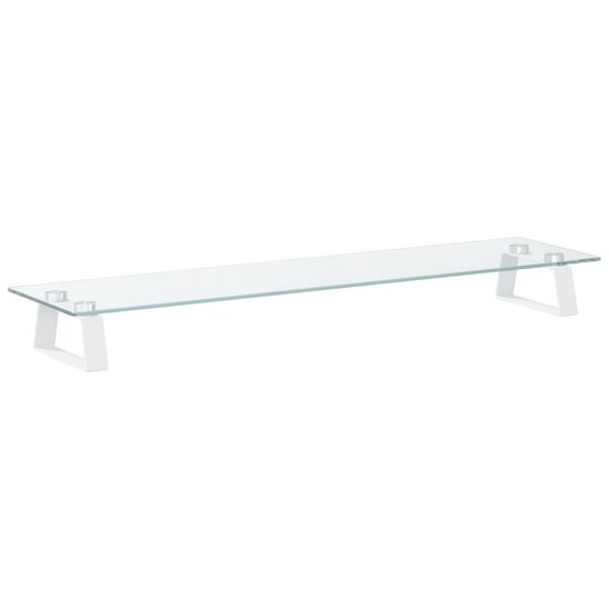 Monitorstandaard 80X20X8 Cm Gehard Glas En Metaal Wit