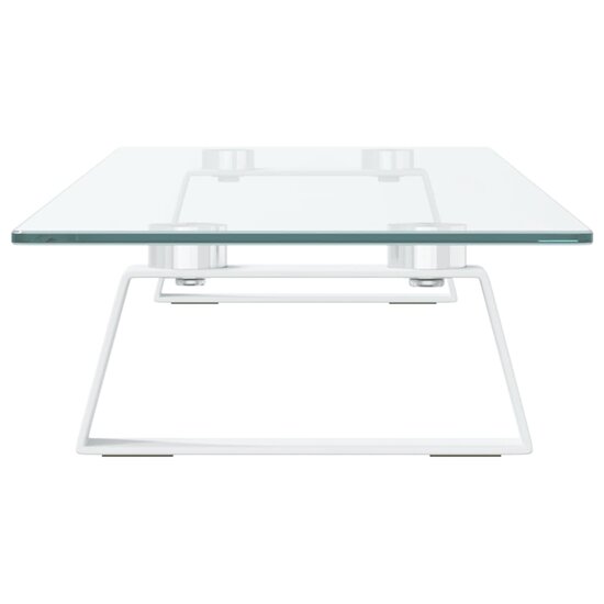 Monitorstandaard 80X20X8 Cm Gehard Glas En Metaal Wit