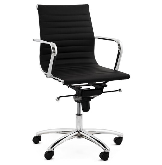 Prachtige design office chair zwart kunstleer met chroom