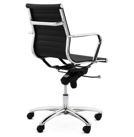 Prachtige design office chair zwart kunstleer met chroom