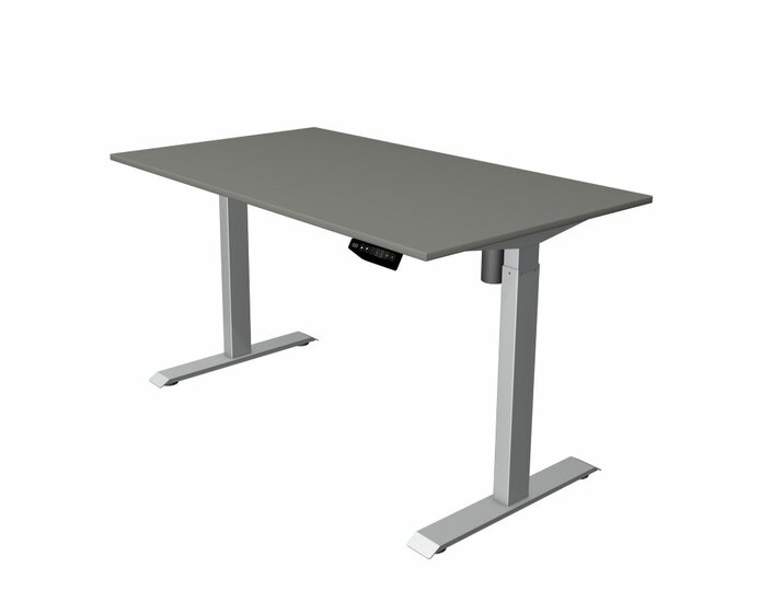 Kerkmann - Zit sta bureau Move-1 140x80cm donkergrijs - zilver poten - elektrisch