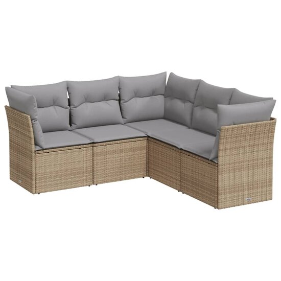 Loungeset Minstreel Met Kussens Poly Rattan Beige met grijs