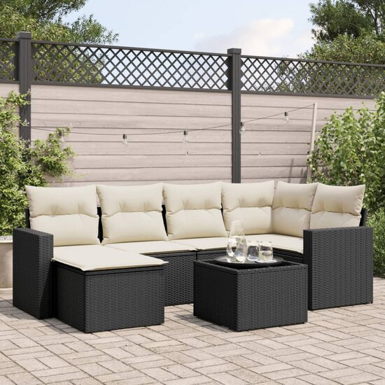 7-Delige Loungeset Roemer Met Kussens Poly Rattan Zwart