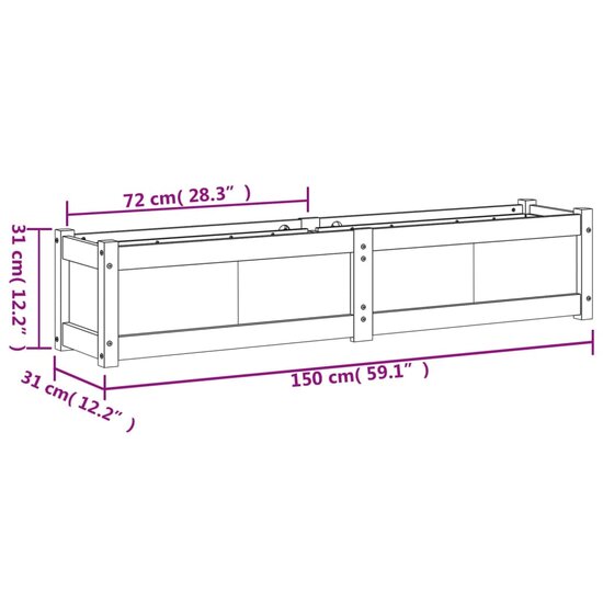 Plantenbak Tiemen 150X31X31 Cm Massief Grenenhout Wasbruin