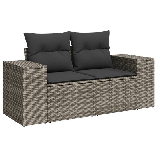 Tuinbank Nimf 2-Zits Met Kussens Poly Rattan Grijs