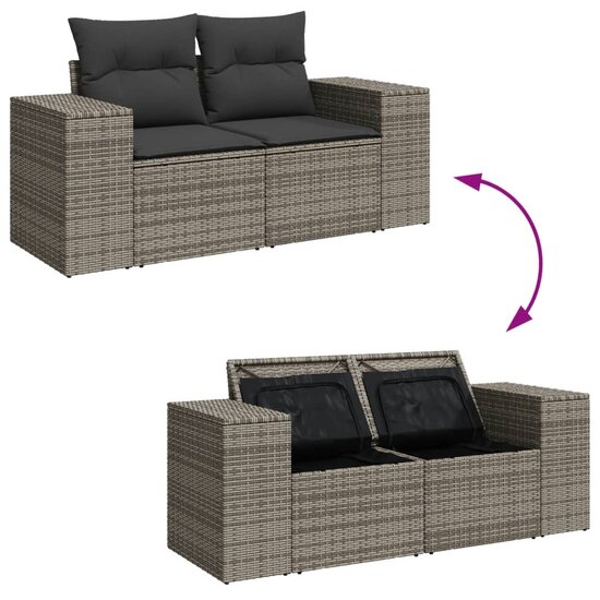 Tuinbank Nimf 2-Zits Met Kussens Poly Rattan Grijs