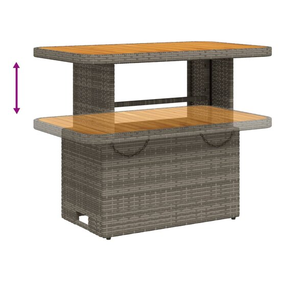 Tuintafel LIFT 90X55X71 Cm Poly Rattan En Acaciahout Grijs