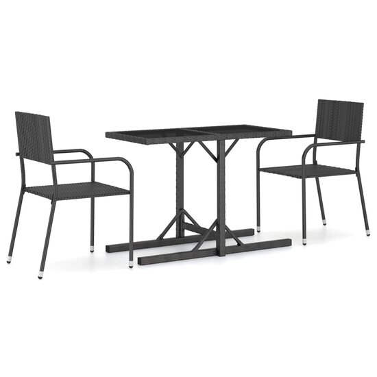 Tuinset Bistro Zwart 2 stoelen met tafel