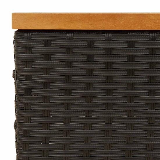 Parasolvoetbedekking 70X70X25 Cm Poly Rattan Acaciahout Zwart