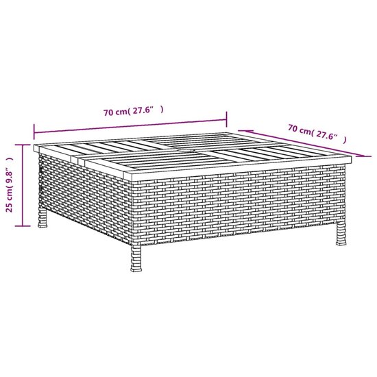 Parasolvoetbedekking 70X70X25 Cm Poly Rattan Acaciahout Zwart