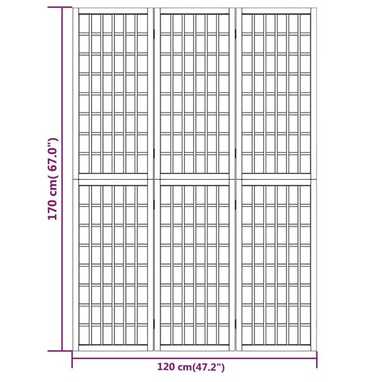 Kamerscherm Inklapbaar 3 Panelen Japanse Stijl 120 x 170 cm Naturel