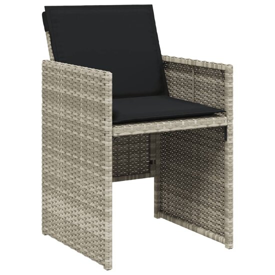 Tuinset Venus 6 stoelen Met Kussens Poly Rattan Grijs Glas