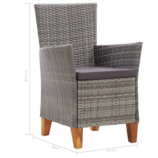 Eethoek Laren polyrattan 90x90cm met 4 stoelen