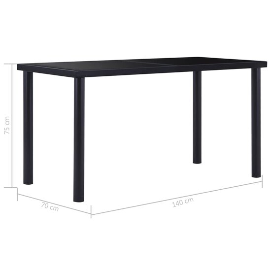 Eethoek Trinidad kunstleer zwart 140x70cm met 4 stoelen