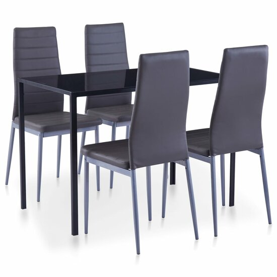 Eethoek Manders grijs 105x60cm met 4 stoelen