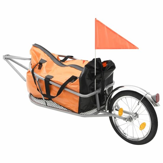 Fietskar met tas oranje en zwart Fietstrailer