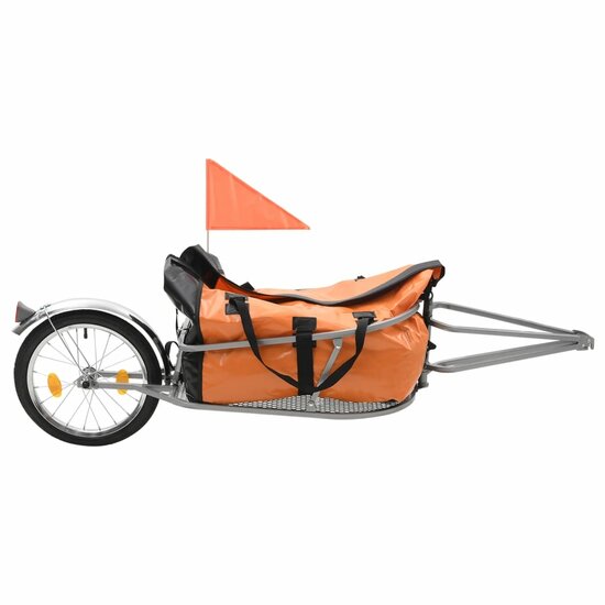 Fietskar met tas oranje en zwart Fietstrailer