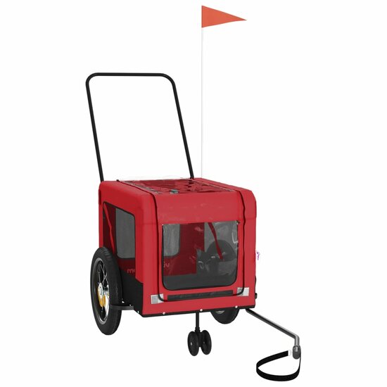 Honden fietstkar oxford stof en ijzer rood en zwart 120 x 54.5 x 53 cm