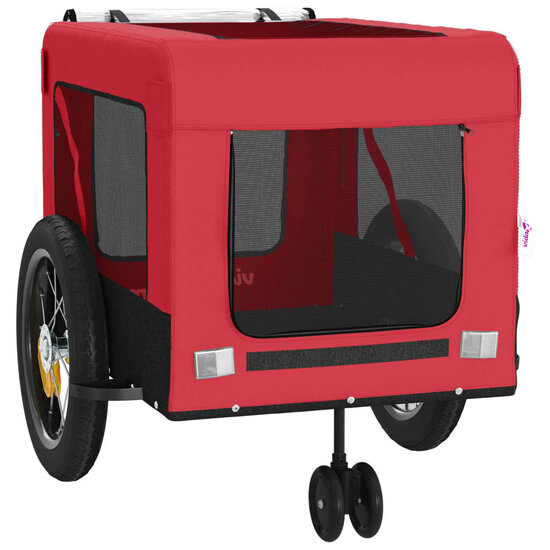 Honden fietstkar oxford stof en ijzer rood en zwart 120 x 54.5 x 53 cm