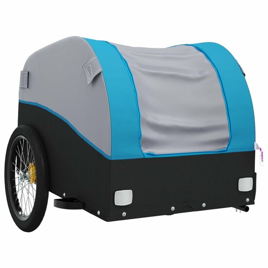 Fietskar 45 kg ijzer zwart en blauw 133 x 68 x 68 cm Fietstrailer