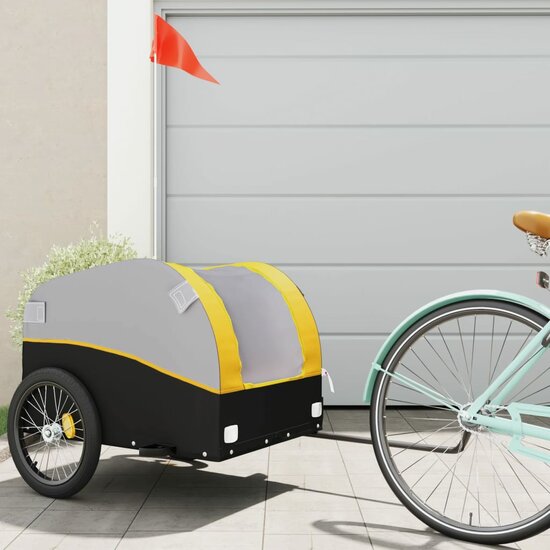 Fietskar 45 kg ijzer zwart en geel 126 x 63 x 63 cm Fietstrailer