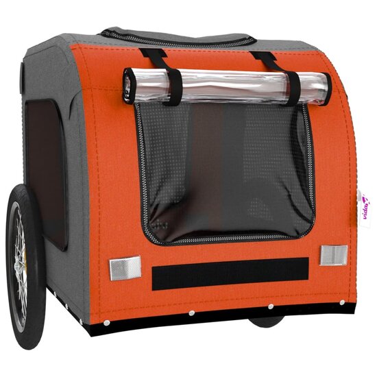 Honden fietskar oxfordstof oranje en grijs 69 x 133.5 x 73.5 cm Fietstrailer