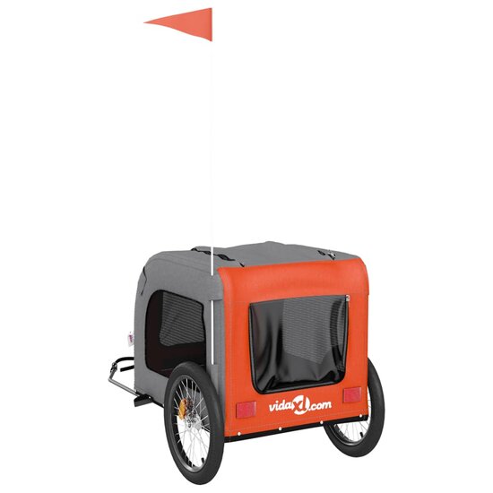 Honden fietskar oxfordstof oranje en grijs 69 x 133.5 x 73.5 cm Fietstrailer