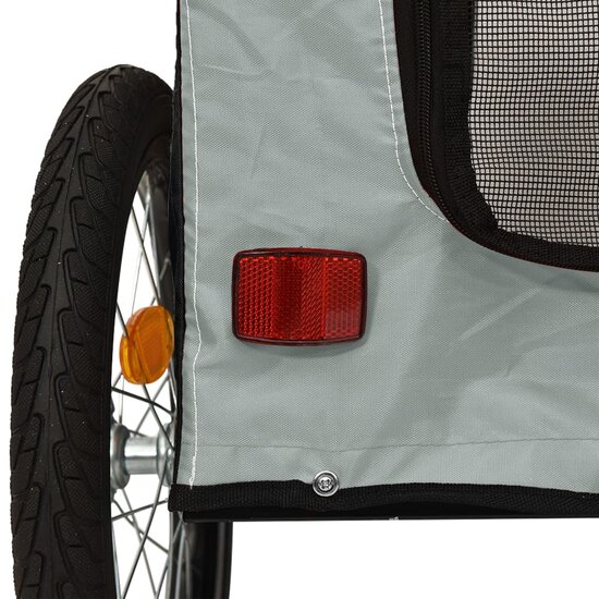 Honden fietskar oxfordstof grijs en zwart 69x133.5x73.5cm Fietskar hond