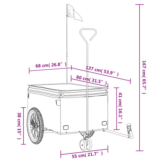 Fietskar Onno 45 kg ijzer zwart en blauw - fietstrailer