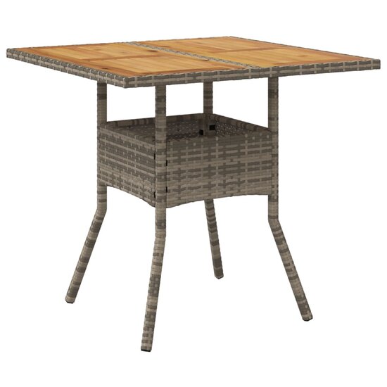 Tuintafel Fanny met acaciahouten blad 80x80x75 cm poly rattan grijs