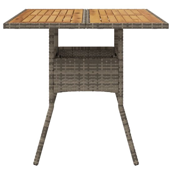 Tuintafel Fanny met acaciahouten blad 80x80x75 cm poly rattan grijs