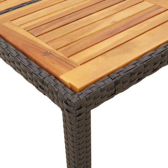 Tuintafel Hank acaciahouten blad 90x90x75 cm poly rattan zwart