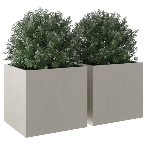 Plantenbakken 2 st 49x47x46 cm roestvrij staal zilverkleurig